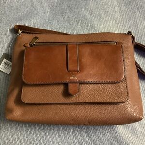 Fossil Tan Leather Shoulder Bag